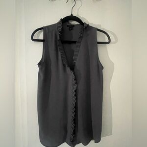 Ann Taylor Ruffled Mandarin Collar Blouse